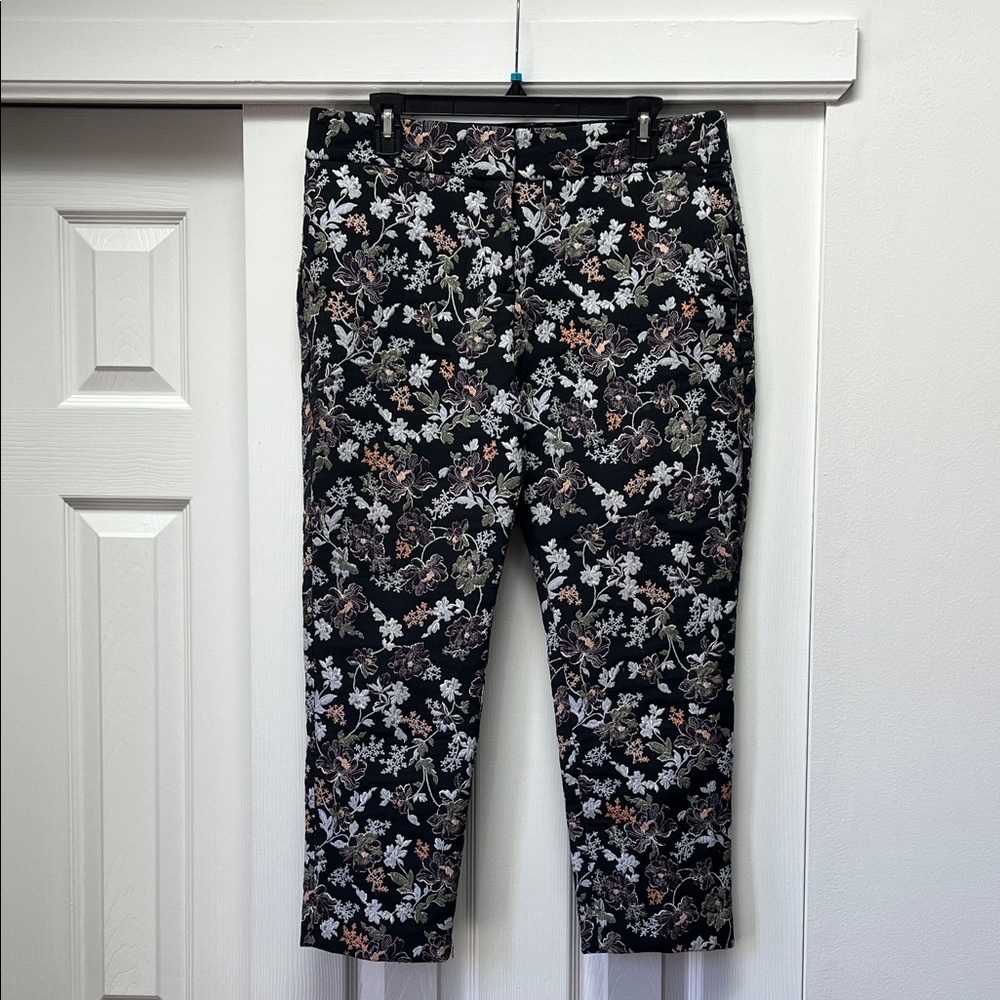 Embroidered Floral LOFT Ankle Pants